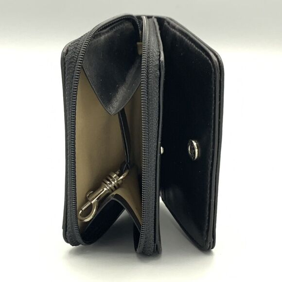 Levenger Leather Bifold Womens Wallet  Snap Closure Spare Key Hook Change Purse - Picture 6 of 9